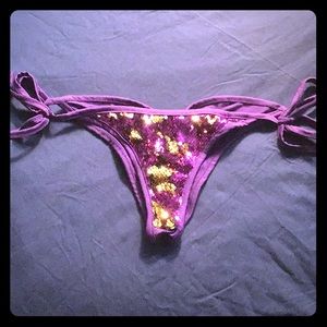 Purple and Gold Reversible Sequin Swim Bottom